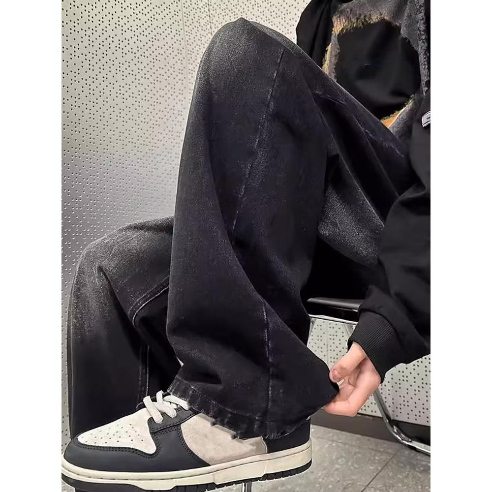 Hip Hop Rap Kot Pantolon Geniş Paça Genç Kot Pantolon Erkek Düz Paça Retro Bol Pantolon Büyük Beden Denim Pantolon