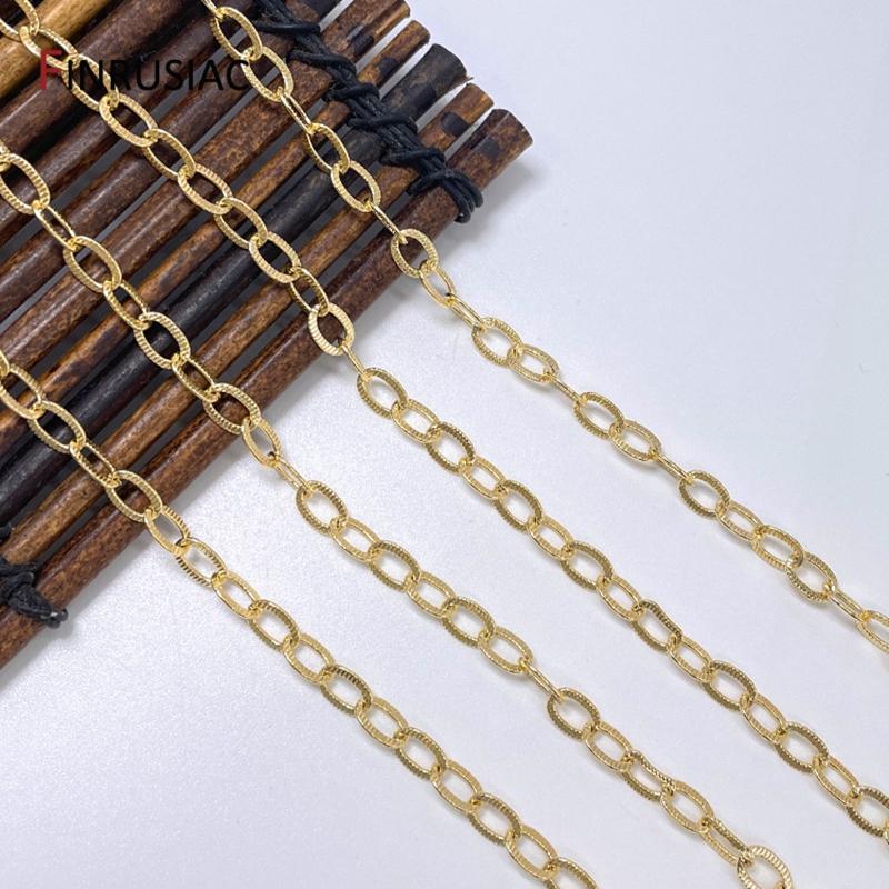 14K Gold-Plated Brass Wide Chain,Patterned Cable Chains For DIY Handmade Necklace Bracelet Accessories Jewelry Making Component
