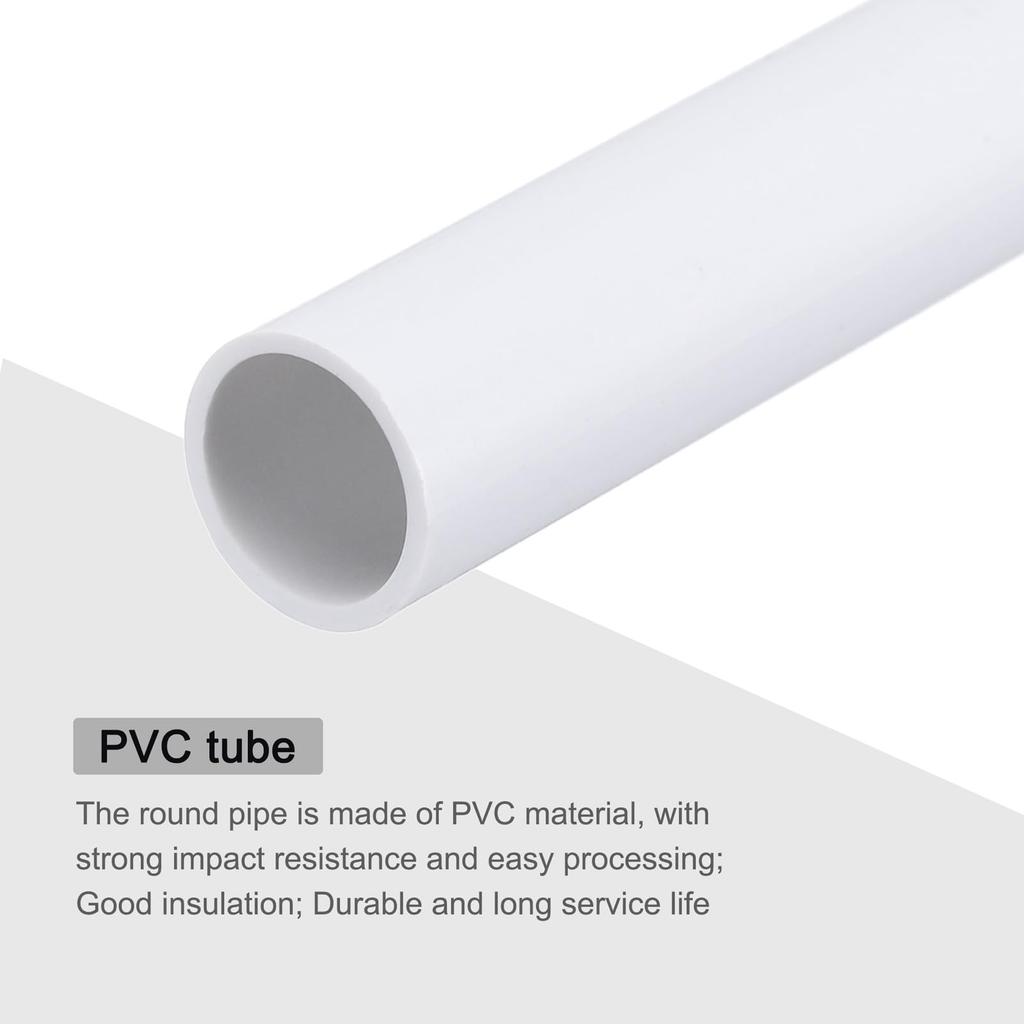uxcell PVC Rigid Round Pipe 0.4 inch (10 mm) Inner Diameter 0.5 inch (12