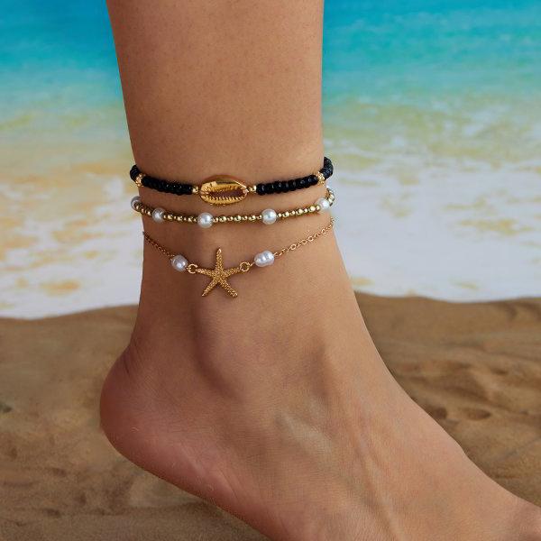 Bohemian Sea Shell Woven Anklet For Women Ceramic Fish Heart Shells Beads Bracelet On The Leg Boho Beach Barefoot Sandal Jewelry