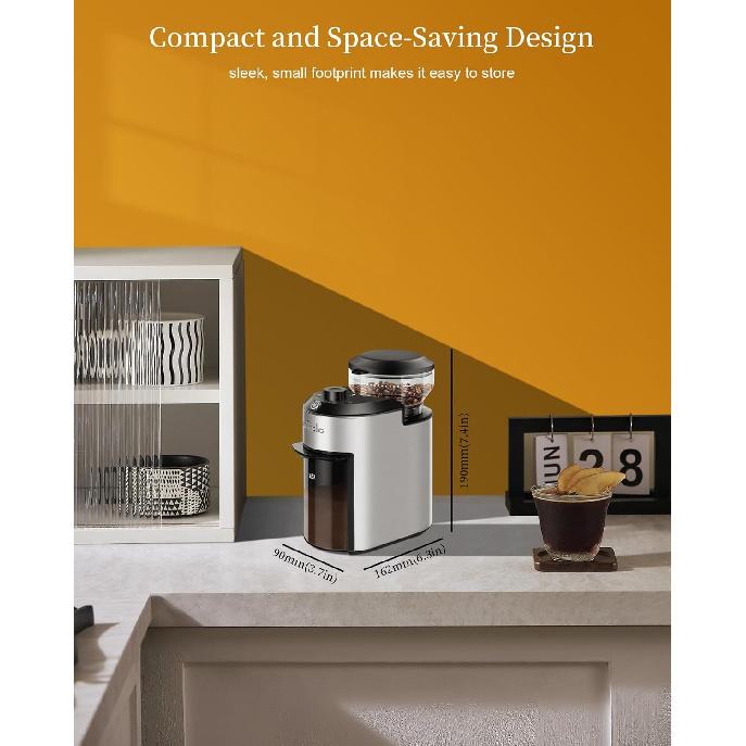 Wancle Burr Coffee Grinder Electric with 28 Grind Settings, 2-12 Cup Capacity Coffee Bean Grinder for Espresso, Drip & French Press, Stainless Steel