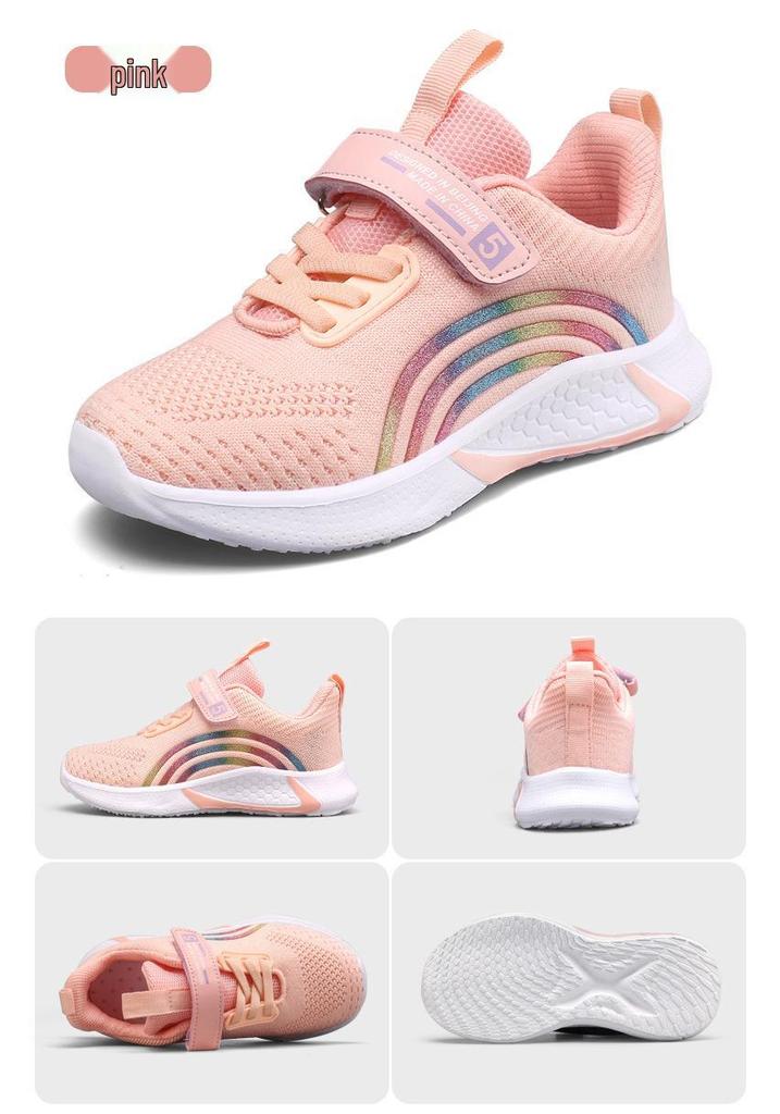 Girls' Breathable Non-slip Mesh Running Shoes for Ages 6-12 - Lightweight Sports Footwear for Spring & Autumn