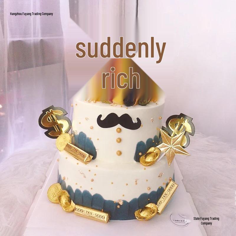 Golden and Silver Ball Cake Decorations with Colorful Birthday Insert Card