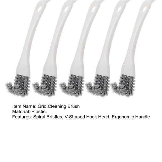 5 Stück Gitter-Reinigungsbürste Spiral-PP-Borsten V-förmiger Hakenkopf 360-Grad-Reinigungsbürste Ergonomischer Griff Zwei-in-Eins Grill-Schmutzentferner