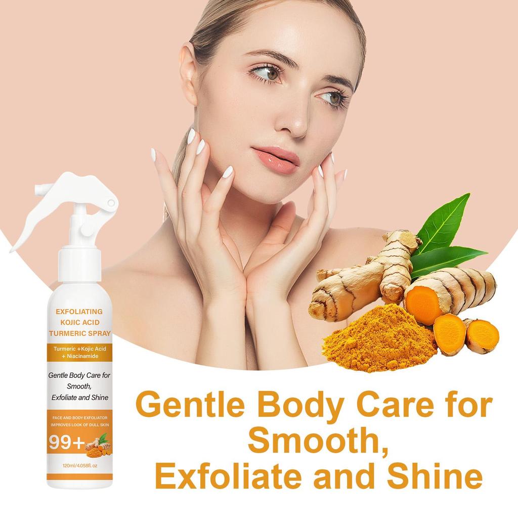 Exfoliating Kojic Acid Turmeric Spray-Gentle Body Care For Smooth, Exfoliate And Shine-Suitable For All Skin Types, 120ml