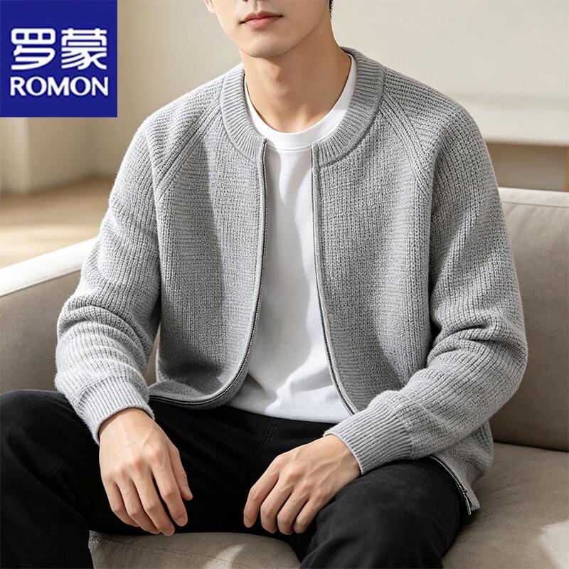 ROMON Men's Autumn/Winter Knit Stand-Collar Cardigan Jacket