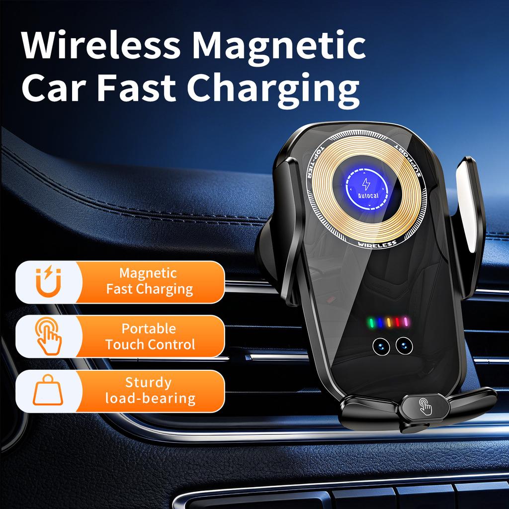 15W Magnetic Wireless Car Charger Mount for Air Vent, Qi Fast Charging Phone Holder Stand for Car Navigation, Universal Smartphone