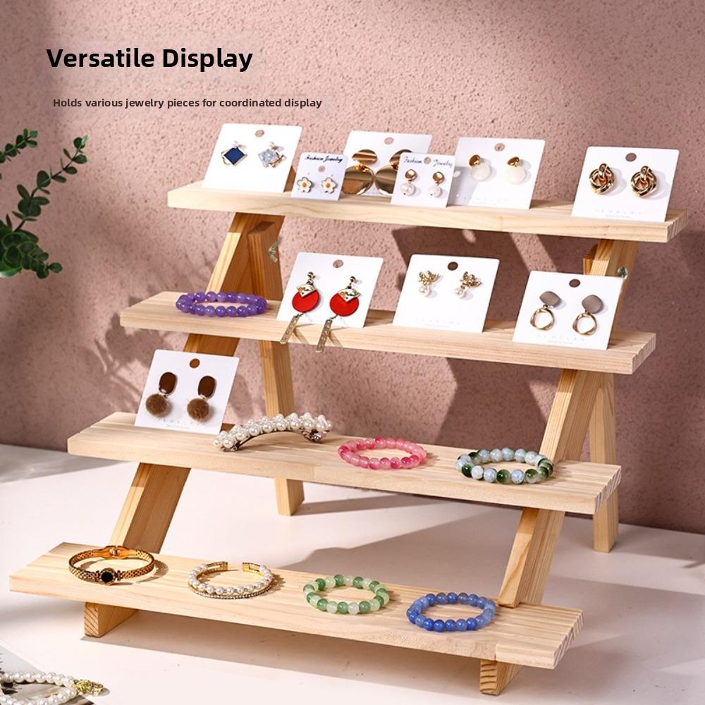2/3/4 Layer Wooden Jewelry Display Stand Multi Functional Ornament Organizer Display Props