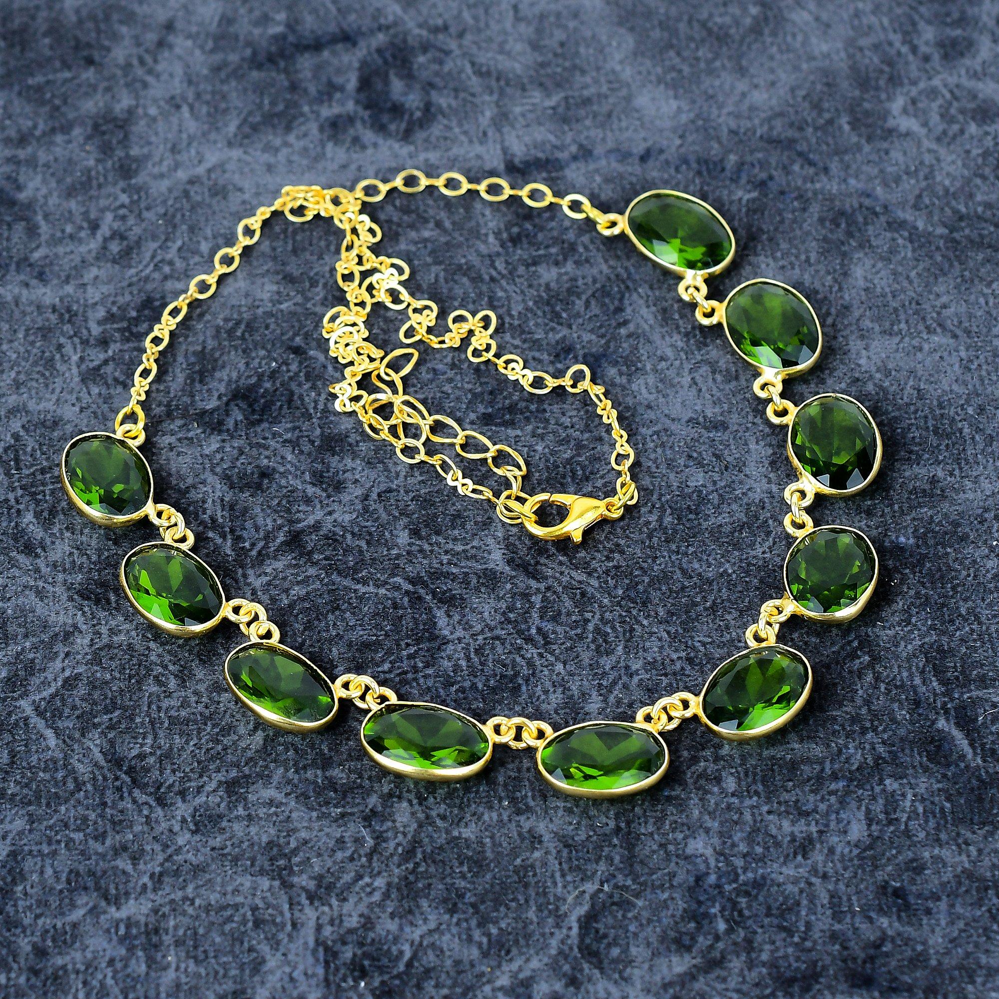 

Хризоліт Дорогоцінний Камінь Ручна Робота Срібло 925 Проби Ювелірні Вироби Намисто 20 M-2998