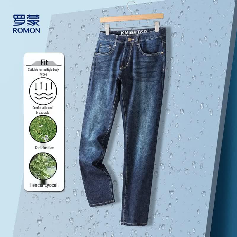 Romon Men s Tencel Linen Straight Fit Jeans L