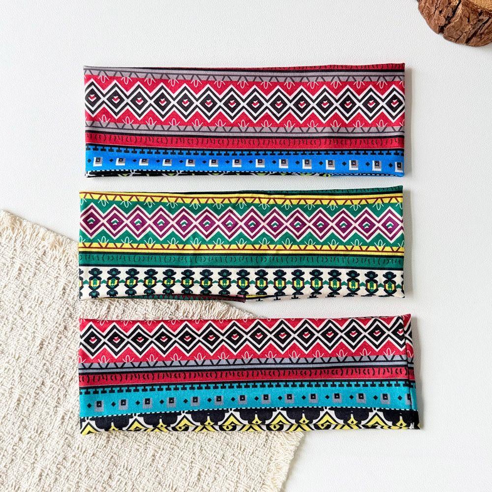 Ethnic Print Makeup Headband Sweat-absorbent Sport Hairband Durable Women's Hairband Daily Use