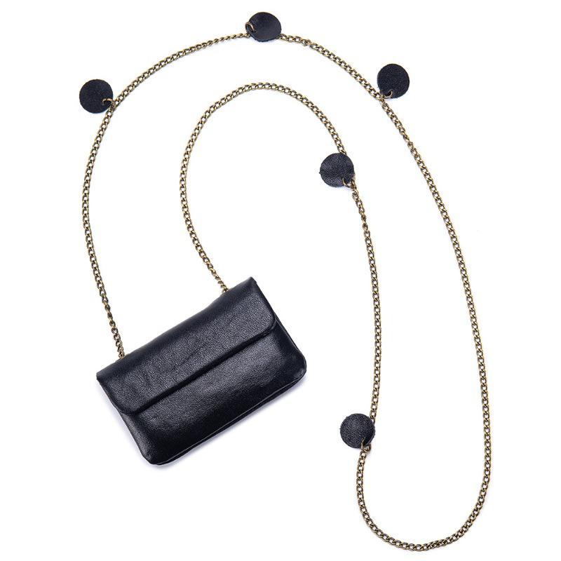 New first-layer cowhide chain small square bag mini storage small bag women s niche design retro shoulder messenger bag чёрный