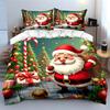 Santa Claus and Christmas Trees Bedding Duvet Cover Set Duvet Cover Pillowcases  (1*Duvet Cover 2*Pillowcases, Without Duvet Insert)