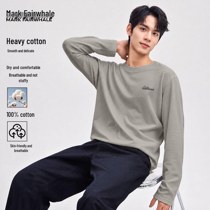 MARK FAIRWHALE Men's Heavyweight Cotton Long Sleeve T-Shirt