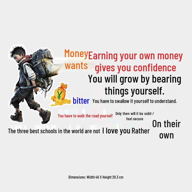 Self-Earned Money Boosts Confidence: Creative Personality Car Decal for Body & Window