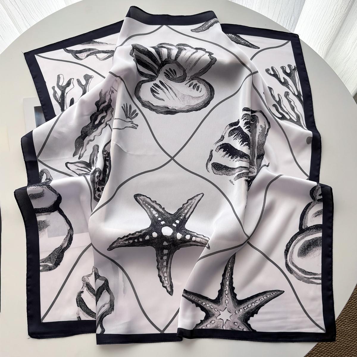 Women Square Scarf Silk Imitation Print Neckerchief Bandana Foulard Lady Shawl Scarves Wrap Head Hair Band Ties