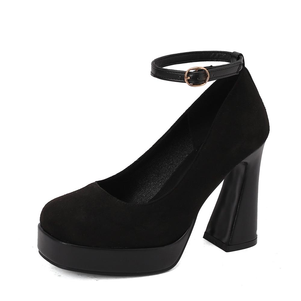 Fashion New Women Platform Pumps High Chunky Heels Round Toe Wedding Party Dress Shoe Ankle Strap Ladies Danc Shoes 2025 Spring New