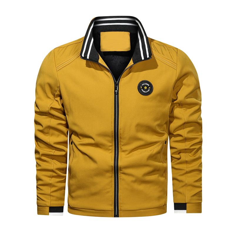 

Весенне-осенняя модная мужская куртка, воротник-стойка, молодежная повседневная мужская куртка L жёлтый