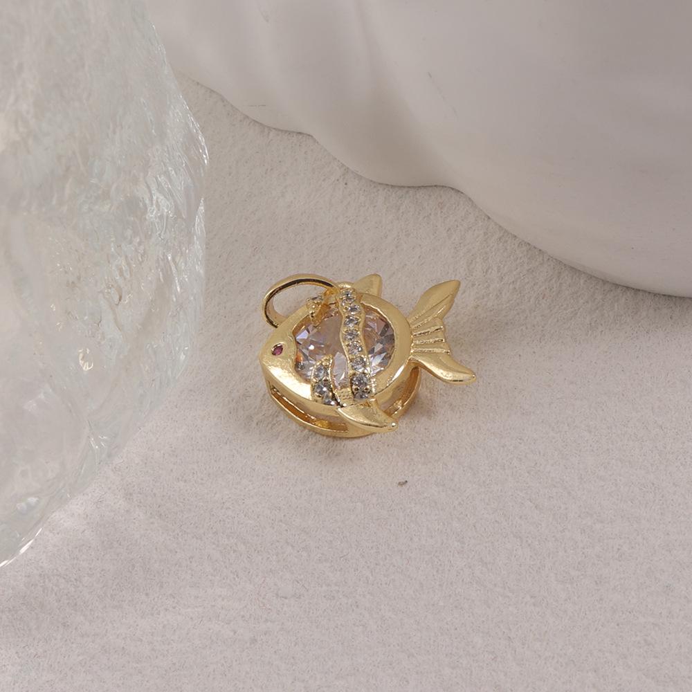 Kupferbeschichteter Goldkristall Fisch Anhänger Armband/Halskette DIY Schmuckmaterialien