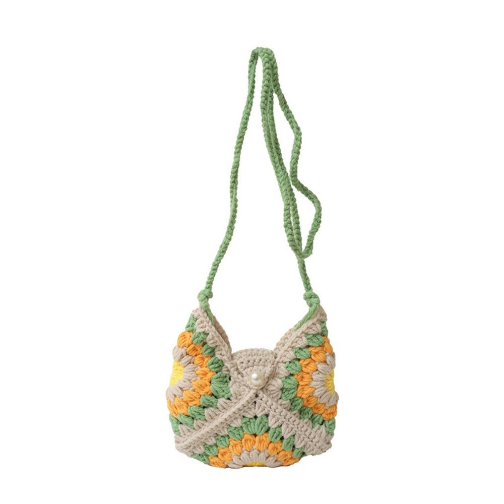 

Shoulder Bag Crochet Flower Knitted Bag Bohemian Hollowed Out Weave Bag Storage Bag Large Capacity Crochet Crossbody Bag Travel