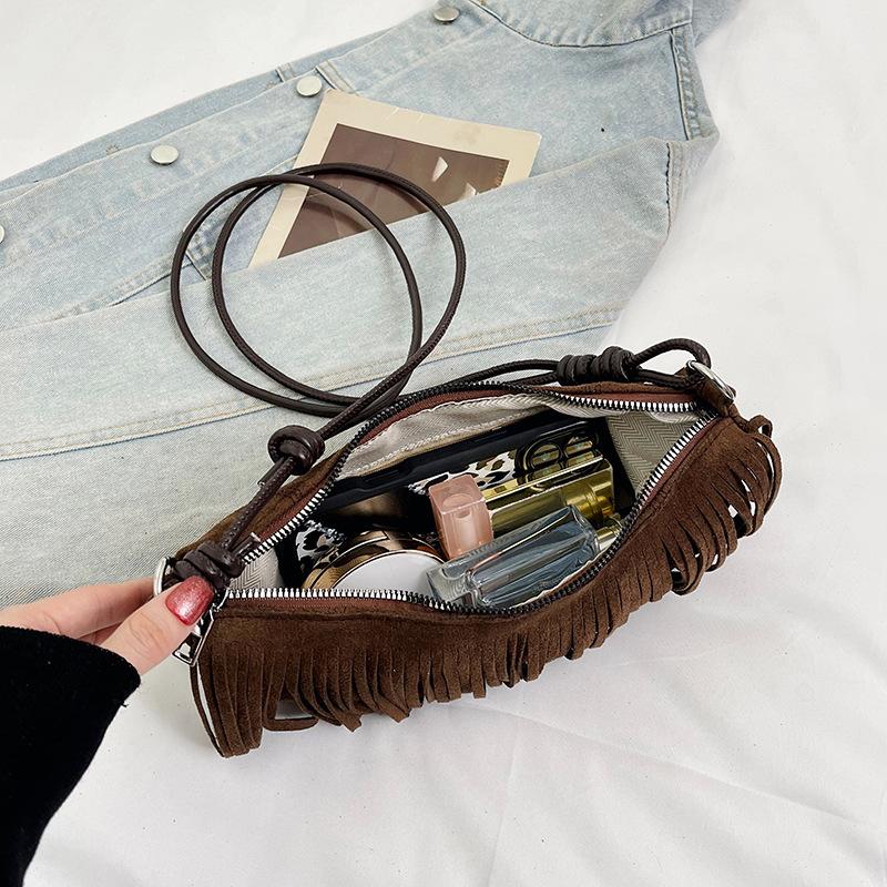 Třásněná taška, Retro a módní, Horká holka Jednoramenná taška, Crossbody Taška s rohem