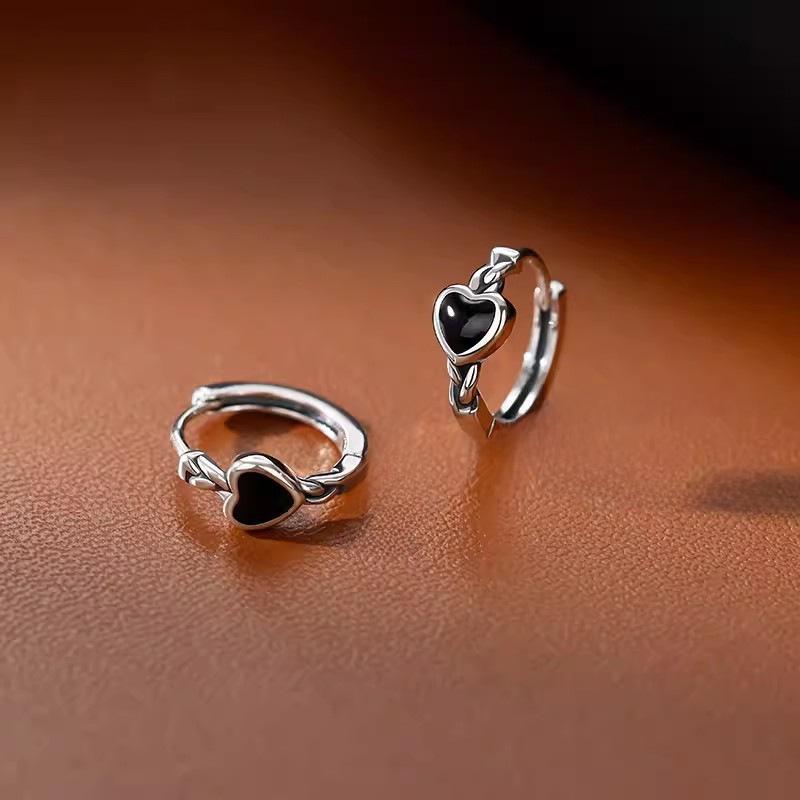 925 Silver Heart Hoop Earrings for Women - Simple and Trendy Design 2023