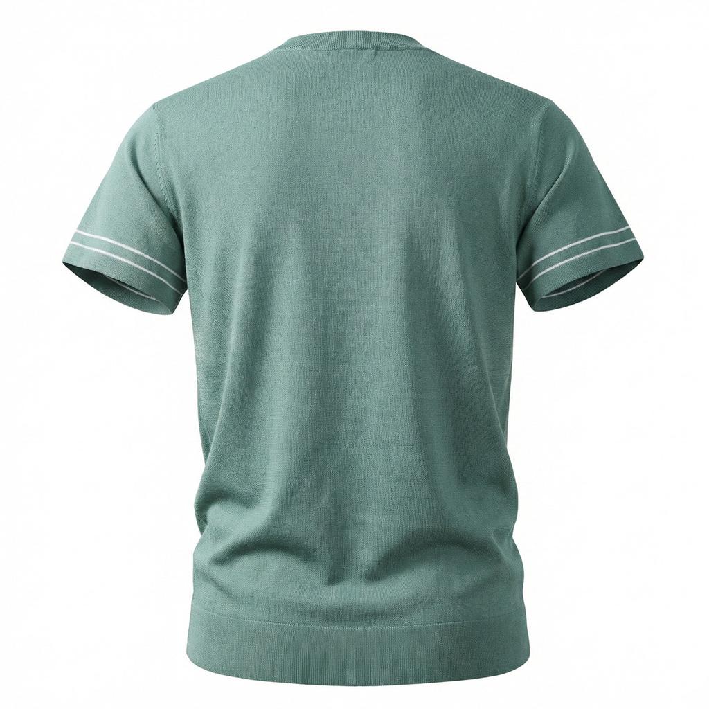 Men's Summer Selection Business and Leisure Round Neck Knitted Short Sleeve T-shirt