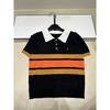 Little Horse Striped Lapel Knit Top: Casual Summer 2026 Short Sleeve