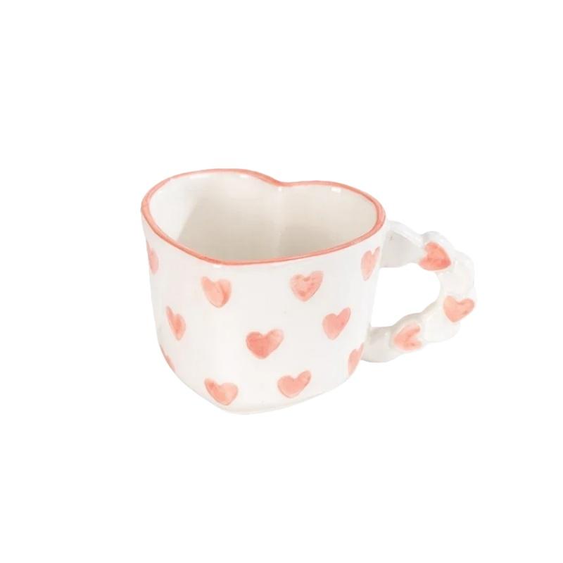 JUSTINLAU Ceramic Mug Valentine's Day Gifts Breakfast Coffee Milk Oat Cup Creative Couple Cup with Handle Home/Office Water Cups