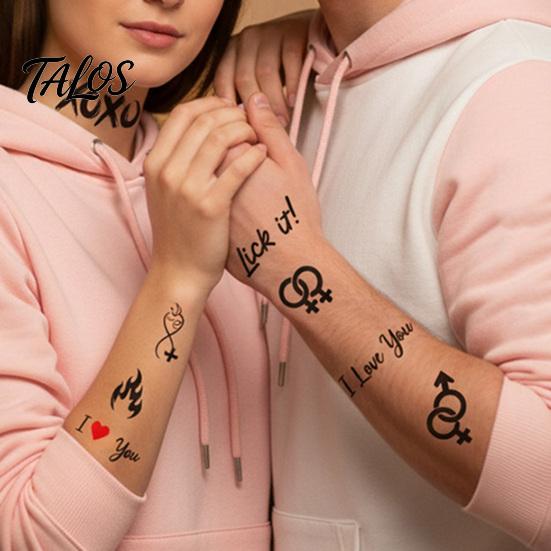 Talos 5 Sheets Lovers Tattoo Stickers, Fun Temporary Face Tattoos, Safe Waterproof Body Art Stickers for Couple Valentine's Day Anniversary