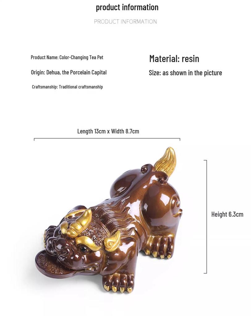 Color-Changing Pixiu Tea Pet Ornament for Gongfu Tea Sets - Golden Toad Model