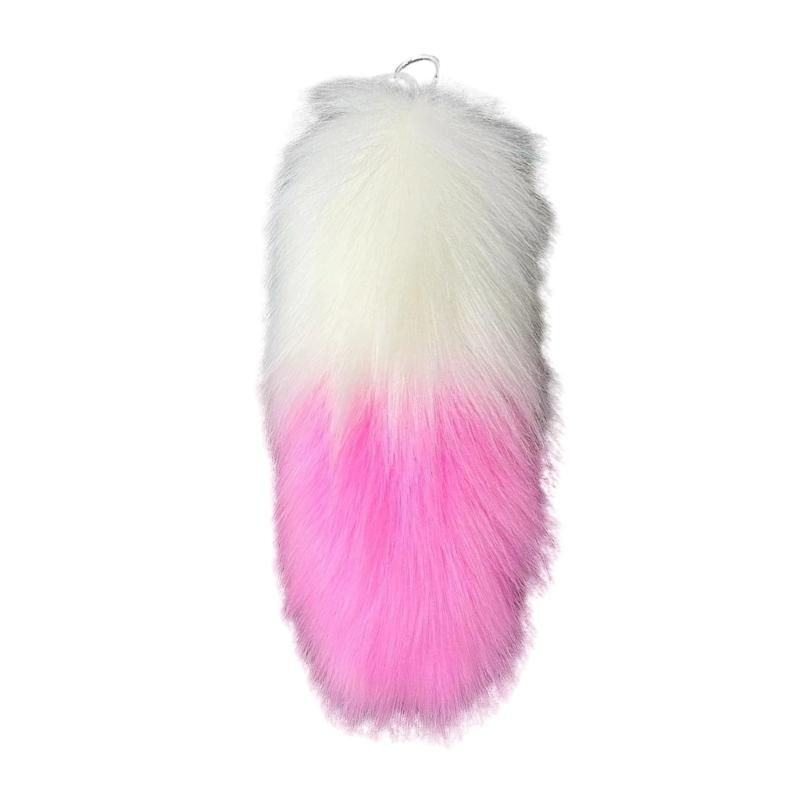 

Realistic Faux Animal Tail Keychain Bag Adornment Cosplay Furs Charm Pendant Handmade Backpack and Purse Decoration розовый