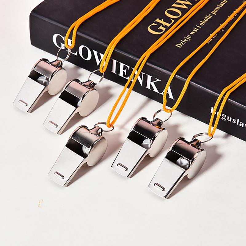 Loud Metal Whistle Team Sport With Rope Strong Sport Whistle Compact Wear Resistant Stainless Steel Whistles Lifeguards