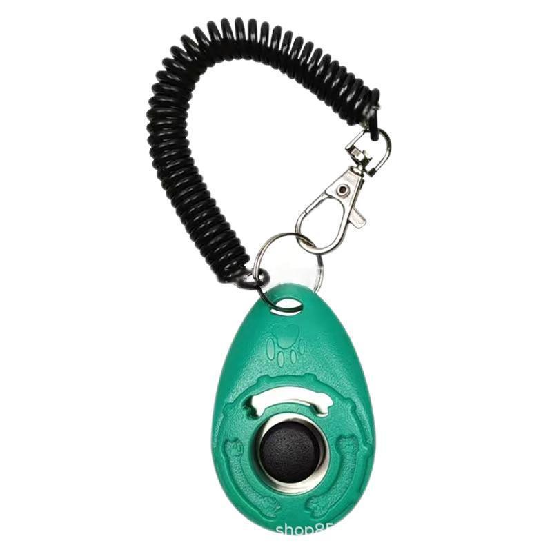 Oval Clicker Dog Training Device with Rope and Black Button