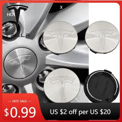 Autosticker 2025 Nieuwe Tesla 56mm 4st/set Chroom Wielnaafdopjes voor Tesla Originele Naafdoppen Model 3 Model Y Model S X Hoge Kwaliteit