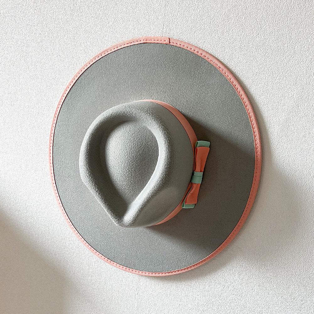 Elegant Fascinator Bow Tie Fedora Hat for Women 9.5cm Wide Brim Men Wool Church Jazz Hats Wedding Party Dress Cap