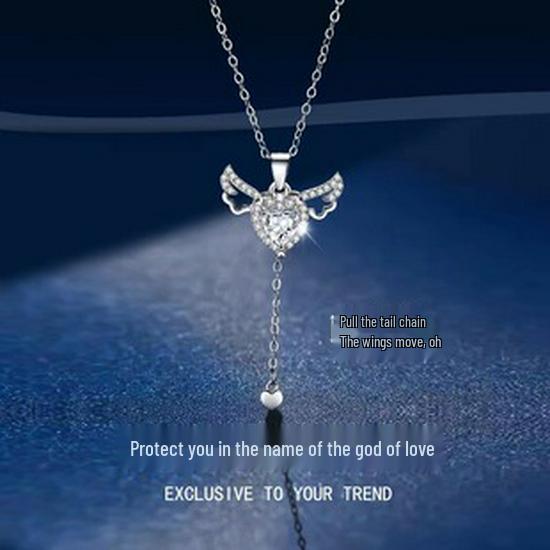 Korean Style S925 Sterling Silver Dainty Diamond Necklace with Rhinestone Box Chain