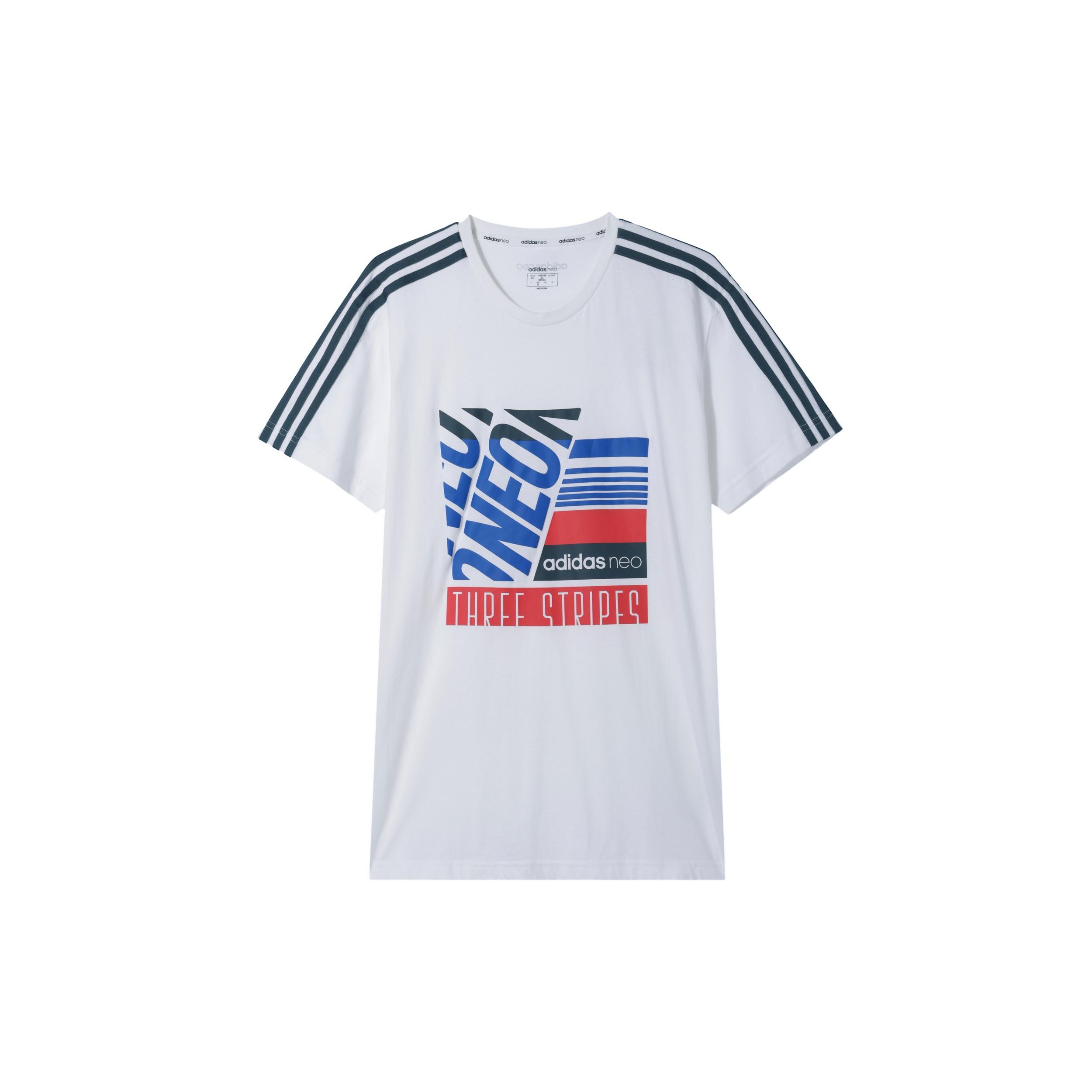 adidas neo M Brlv Alphabet Printing Short Sleeve White Men s GK1517 L