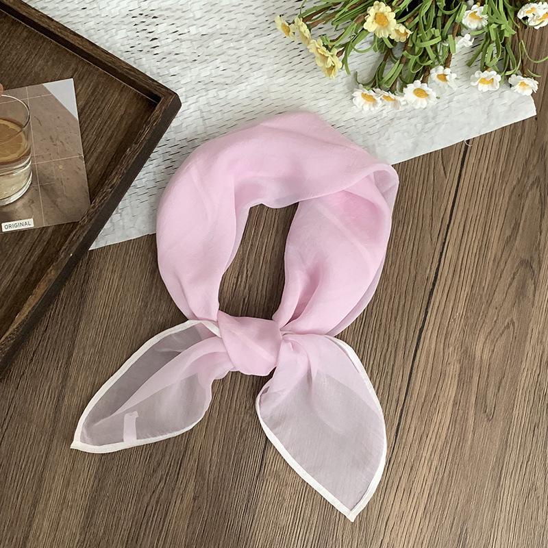 Silk scarf square scarf high-end summer solid color soft fashion scarf with shirt thin scarf scarf shawl