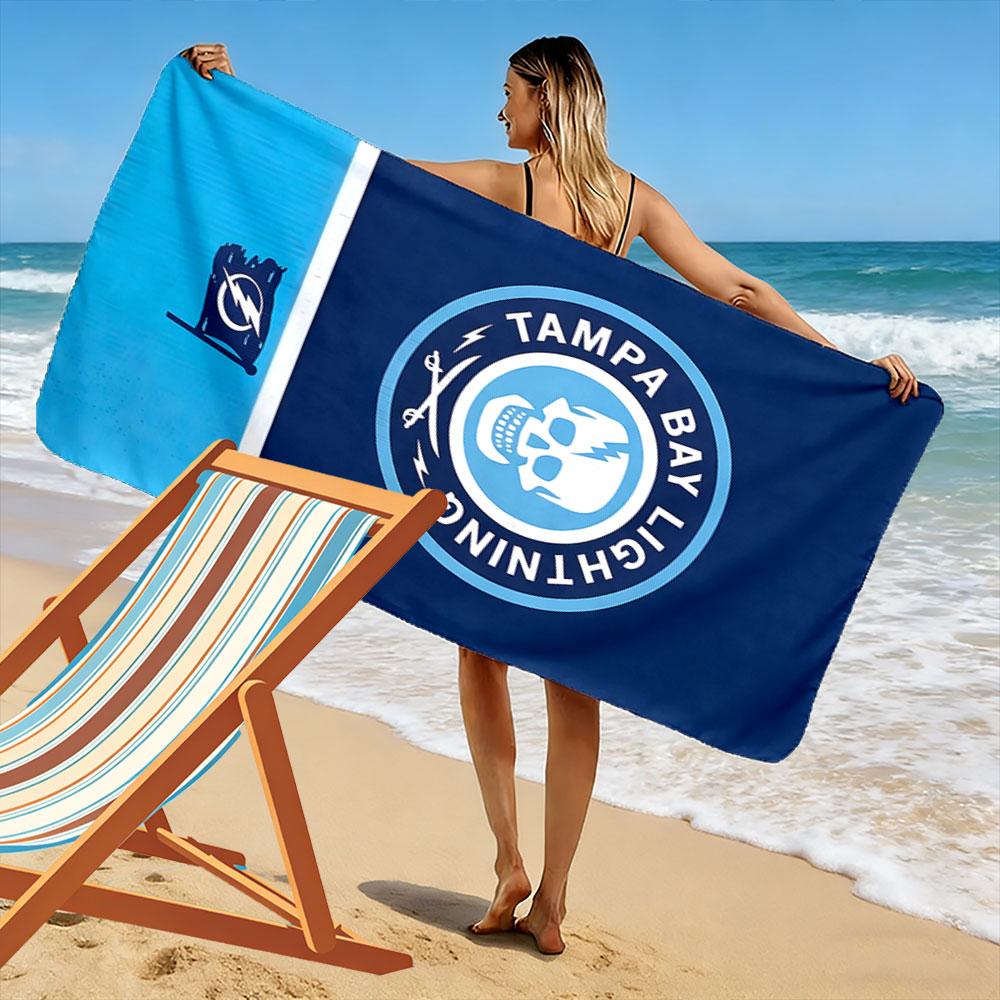 "Skull and Lightning Logo Design" Patterned Beach Towel Quick Dry Perfect for Travel Outdoor Sports Jogging the Beach and Swimming