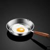 Oven Safe 304 Stainless Steel Frying Pan Wooden Handle Open Skillet Easy To Clean Cooking Pan  Chef