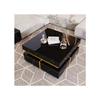 Table basse - MUVOE - Haute brillance - 2 tiroirs - Accents dorés - Design contemporain