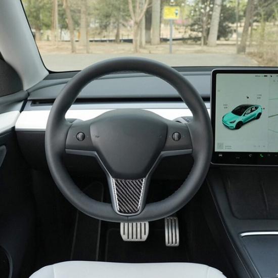 Luxury Carbon Fiber Car Inner Steering Wheel Cover For Tesla Model 3 Y 2017-