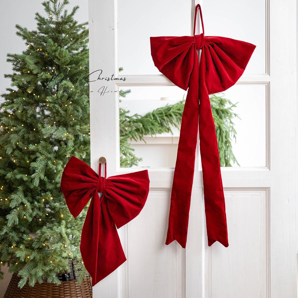Velvet Large Bow Ribbon Decoration for Christmas Home and For Window Hanging Ornament Enhancing Seasonal Decor