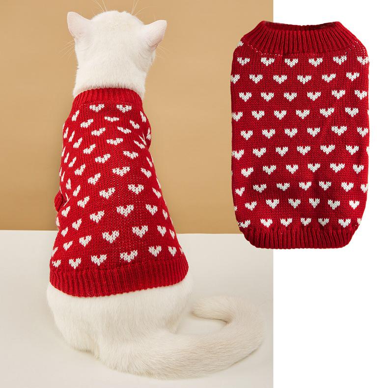 Pet Peach Heart Slim Fit Dog Sweater, Round Neck