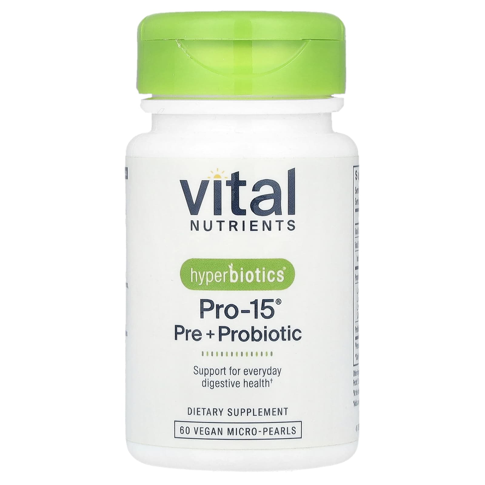 

Hyperbiotics®, Pro-15®, Prebiotic + Probiotic, Vegan Micro Pearls 60