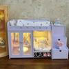 Mini Doll Furniture Bedroom Children Play House Double Bed Wooden Fabric Bed OB11 BJD Doll