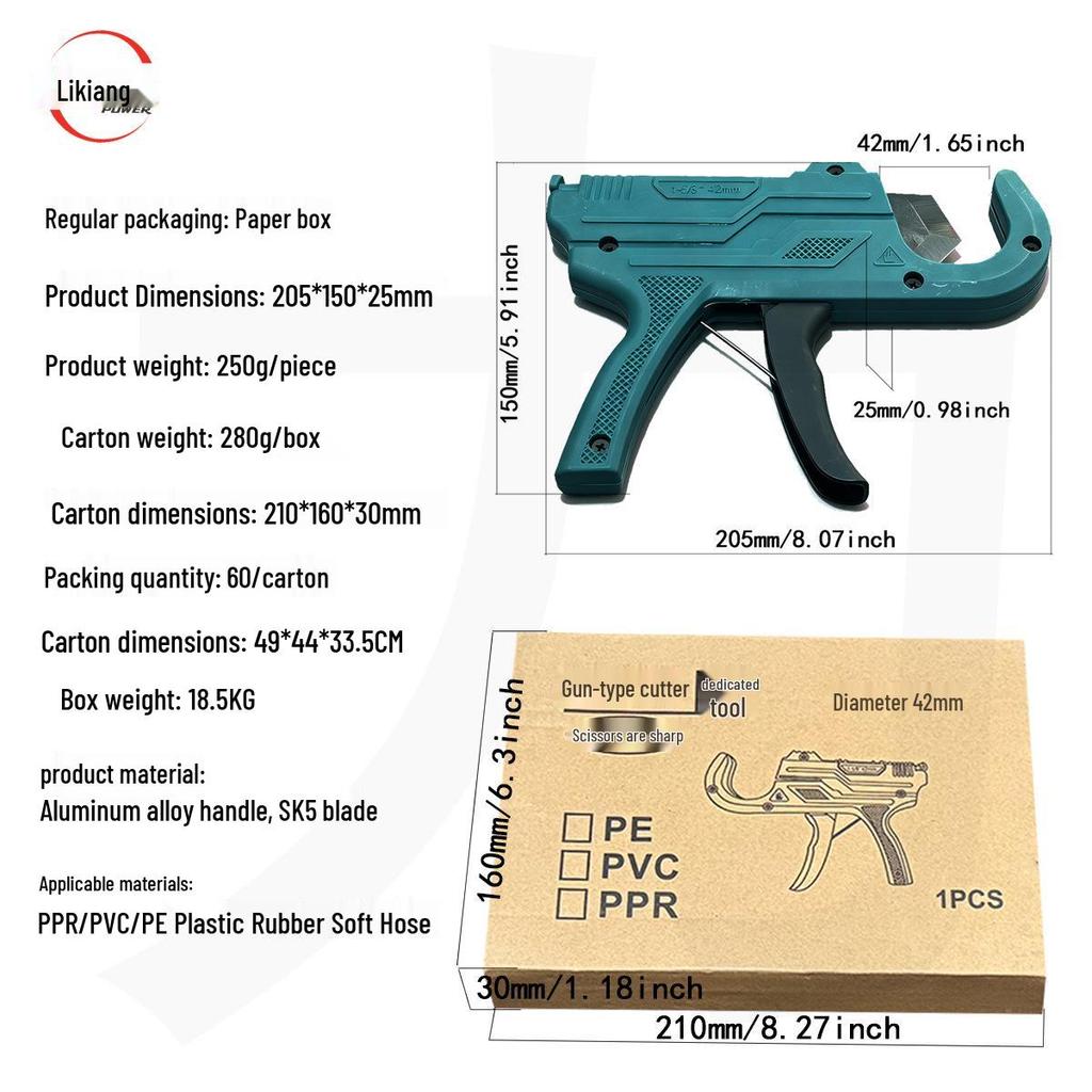 Gun-Type Pipe Scissors - PVC, PPR, PE Pipe Cutter, 42-Style Hot Melt Tool