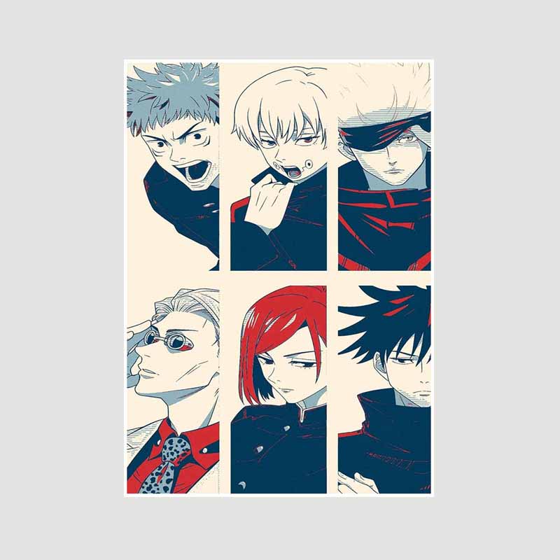Anime Jujutsu Kaisen Posters Aesthetic White Paper Satoru Gojo Nobara Kugisaki Poster Wall Art Painting Study Home Decor Room Bar Decoration Pictures