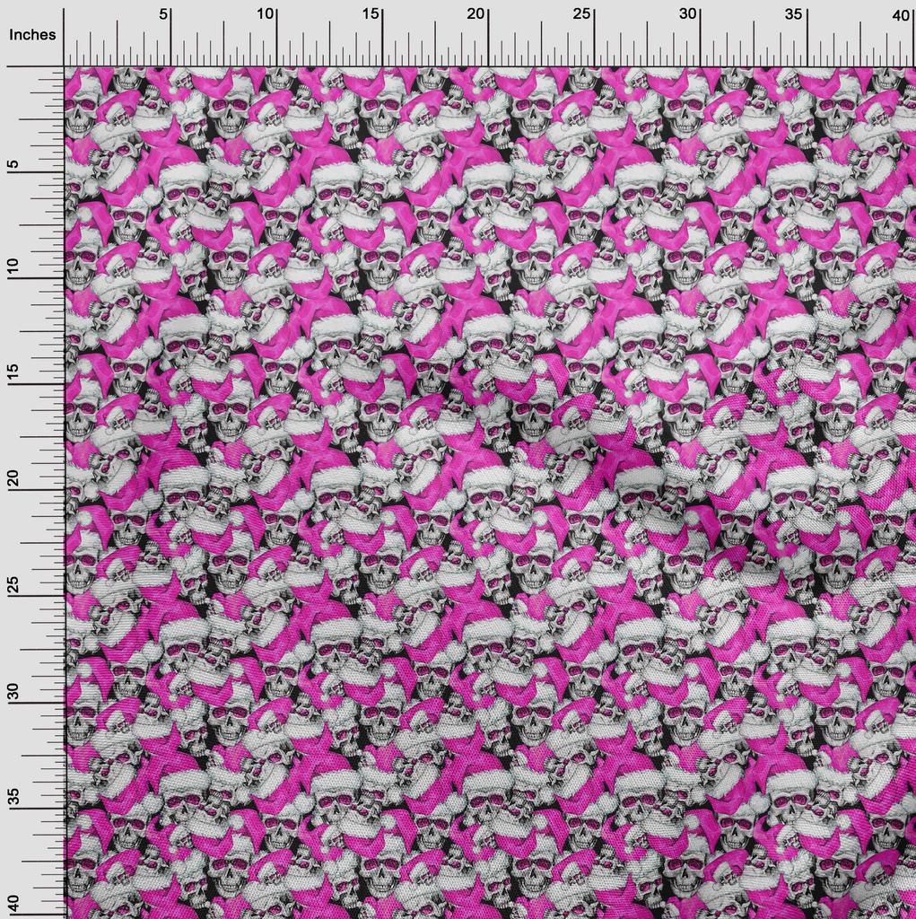 oneOone Cotton Flex Fuschia Pink Fabric Skull Sewing Fabric By The Yard Printed Diy Clothing Sewing Supplies 40 Inch